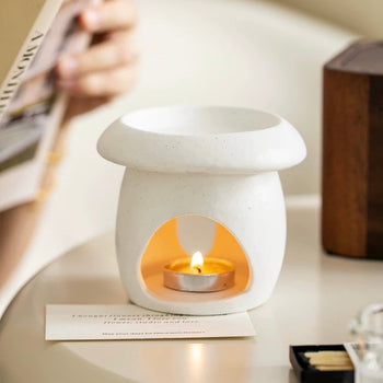Mushroom-shaped ceramic aroma pot candle holder