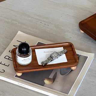 Legged Acacia Wood Rectangular Tray 2 Sizes  Accessory Tray