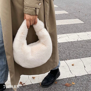 FauxFur Half-Moon Twist Bag