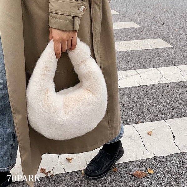 FauxFur Half-Moon Twist Bag