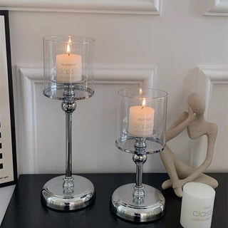 Metallic Silver Candle Holder   in 3 Sizes