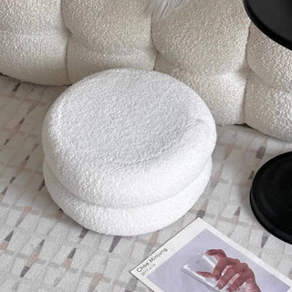 Boucle Round Two-Tier Stool Ottoman Height 22cm