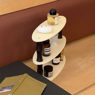 Monochrome Three-tiered storage wood display rack