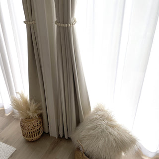 Set of 2 Wooden Bead Curtain Holders White