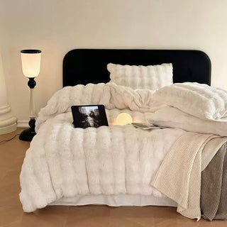 White Fluffy and Soft Duvet Cover Set  Bed Cover Bedding Cover