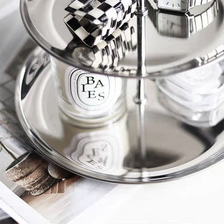 Stainless steel three-tier accessory tray display