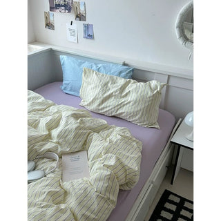 Yellow Mix Stripe Pattern Duvet Cover Set 2 Sizes  Bed Cover All Seasons Year-Round