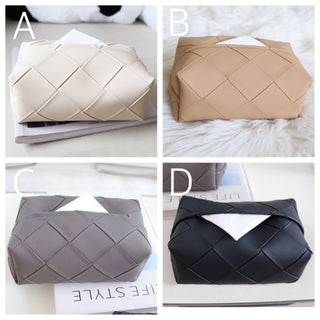 Braided-look faux leather simple tissue cover