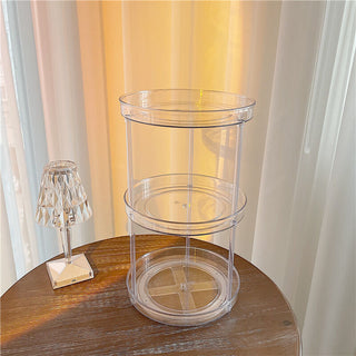 Clear Acrylic Rotating Three-Tier Rack Cosmetic Storage Tray