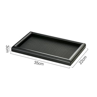 Intrecciato Rectangular Wood Frame Leather Tray
