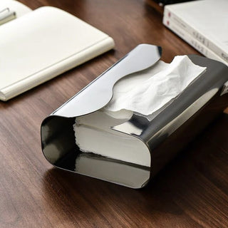 Stainless steel wave tissue case silver