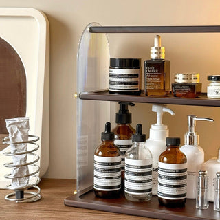 Bamboo Clear Two-Tier Storage Display Rack Cosmetic Storage Perfume Storage