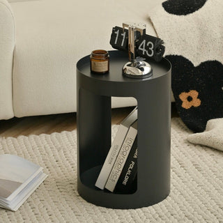 Iron Round Open Storage Cylindrical Side Table