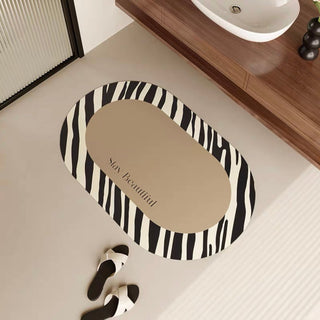 Monochrome Oval-shaped Mat 50x80cm 4 types  Quick-drying
