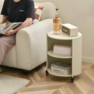 Castered Iron Cylindrical Two-Tier Side Table