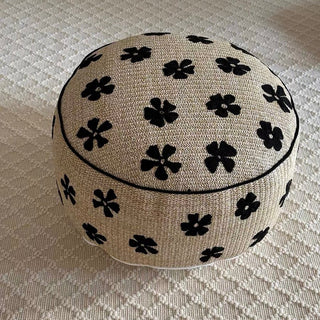 Straw material Flower Bead Cushion Pouf  Chair
