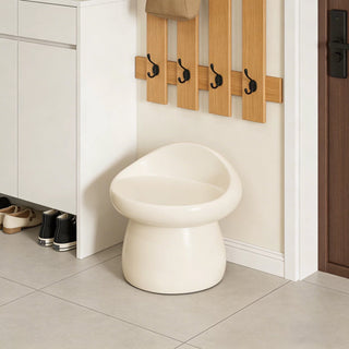 White Mushroom-shaped Compact Stool 35cm High for Entrance