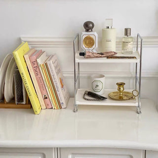 Desktop Two-Tier Storage Rack 2 Types  White