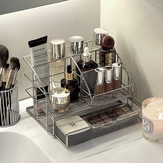 Steel Mesh Drawer Cosmetic Storage Multi-Rack Silver