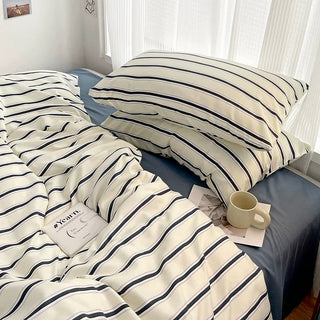 Blue Double Stripe Duvet Cover Set