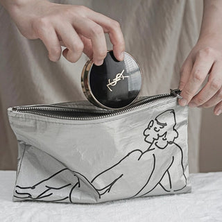 Body Nuance Art Cosmetic Storage Flat Pouch  Silver