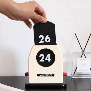 Monochrome Retro Card-type Perpetual Calendar Wooden Desk Calendar