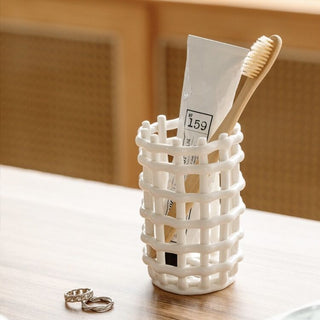 amiami Ceramic Brush Stand Pen Holder White