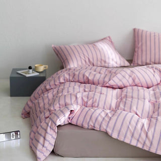 Pink Purple Stripe Duvet Cover Set