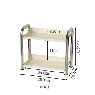 Stainless steel silver frame two-tier storage rack