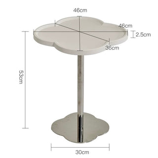 Silver Leg Clover Shaped Side Table White Compact