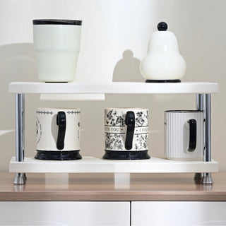 Silver Frame Monotone Two-Tier Display Rack  Storage