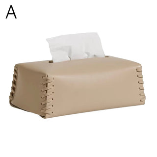 Side Stitch Faux Leather Tissue Case