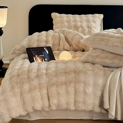 Light Beige Fluffy and Soft Duvet Cover Set 2 Sizes  Bed Cover Bedding Cover