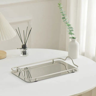 Stainless steel frame mirror tray silver for holding small items