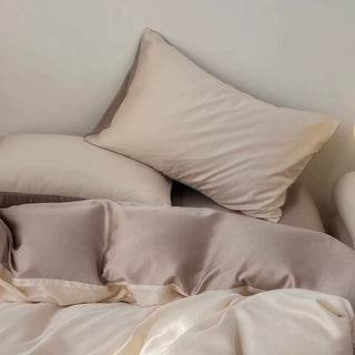 Two-tone satin plain duvet cover set bed cover