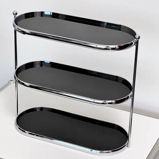 Stainless steel frame oval three-tier storage rack