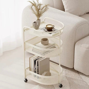 Caster-equipped Arch Three-Tier Storage Wagon  Side Table