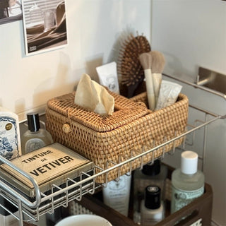 Rattan Multifunctional Tissue Case Storage Small Item Holder Remote Control Stand