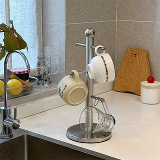 Stainless Steel Silver Cup Stand Rack Storage Mug Tree