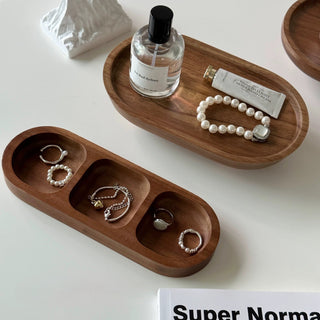 Acacia Wood Accessory Tray  Brown  Small Item Tray