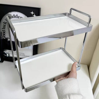 Silver Frame Display Two-Tier Storage Rack