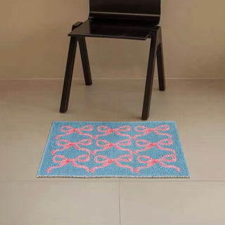 Romantic Pink Ribbon Pattern Entrance Mat 50x80cm Mud Removal