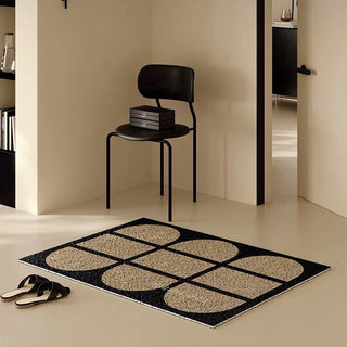 Oval Geometric Pattern Entrance Mat 50x80 Mud Removal Mat