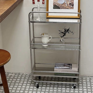 19cm wide Stainless steel slim storage rack wagon with casters