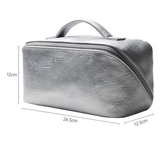 Simple Leather Large Capacity Cosmetic Storage Pouch  Travel Pouch