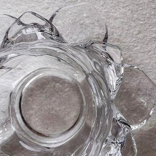 Lotus flower motif clear glass candle holder stand