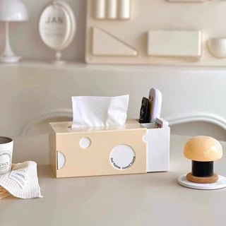 Cheese motif multi-functional tissue case   also suitable for storing remote controls and small items.