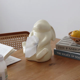 Rabbit Motif Ceramic Tissue Case