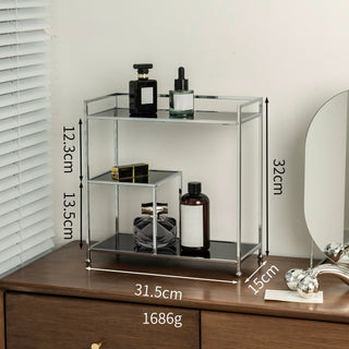 Silver Frame Multi-Tier Storage Display Rack  Monotone Perfume Storage
