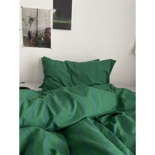 Green and Blue Stripe Duvet Cover Set